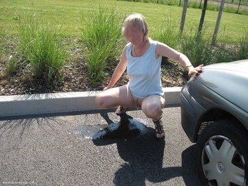 Naked on car