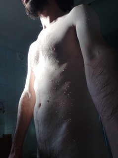 Le soleil couchant  en sortant de la douche.  ?
