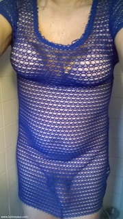 robe résille transparente bleue tenue sexy cochonne travestie soumise sans culotte 