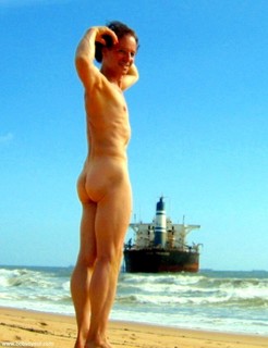 Enjoying to exhibit my nude body on a beach